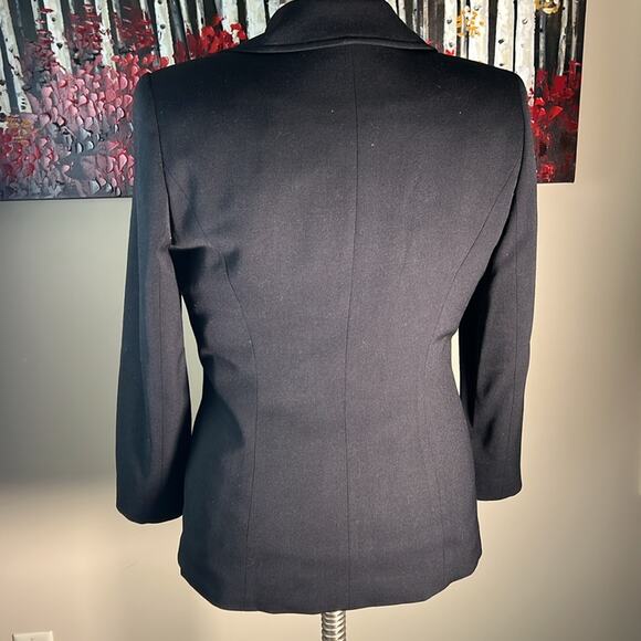 Vintage Gruppo Americano black wool blend black zip up collared fitted blazer 10 - Picture 2 of 12